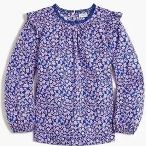 J. Crew Girls' Floral Long-Sleeve Blouse - Purple & Pink